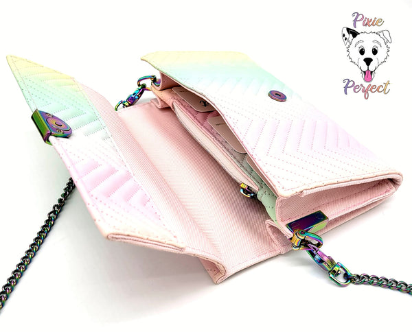 Victoria Secret lavender V quilted studded logo foldable Card Case brand  new